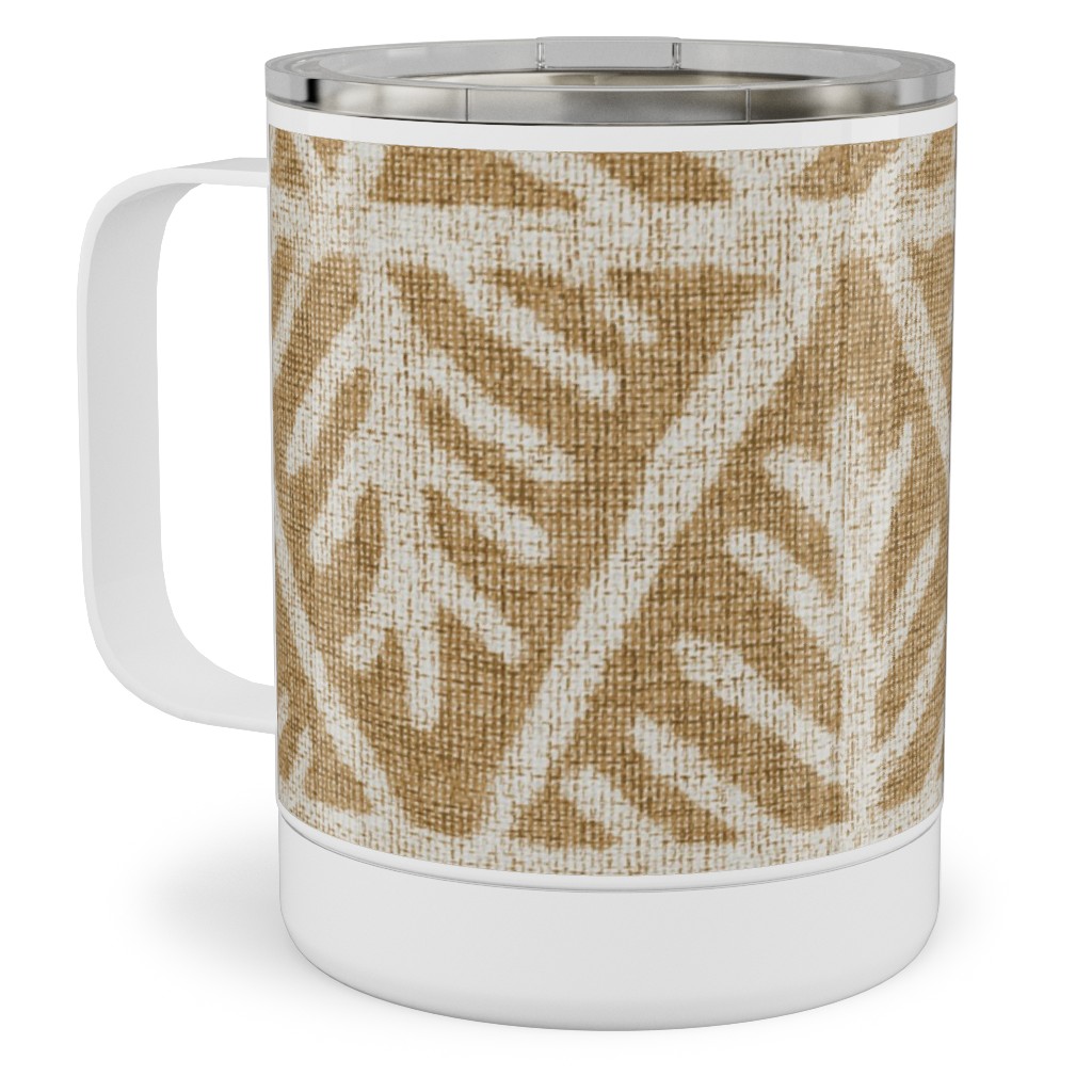 Textured Mudcloth Stainless Steel Mug, 10oz, Brown, Cafe