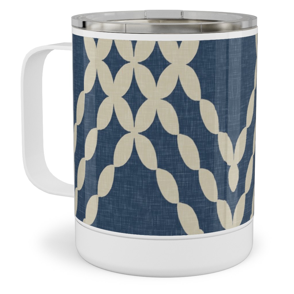 Kensington Lattice - Indigo Stainless Steel Mug, 10oz, Blue, True Blue