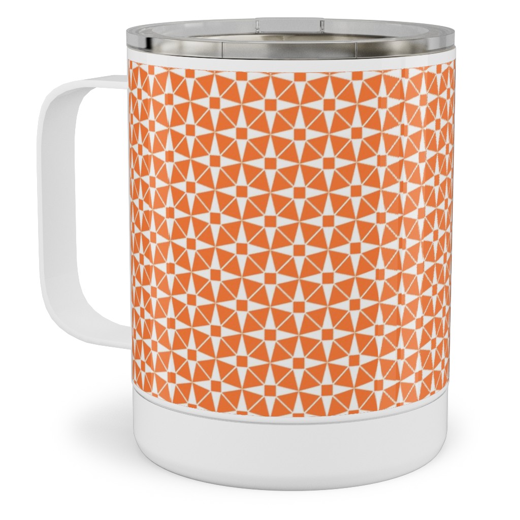Starburst Geometric - Orange Stainless Steel Mug, 10oz, Orange