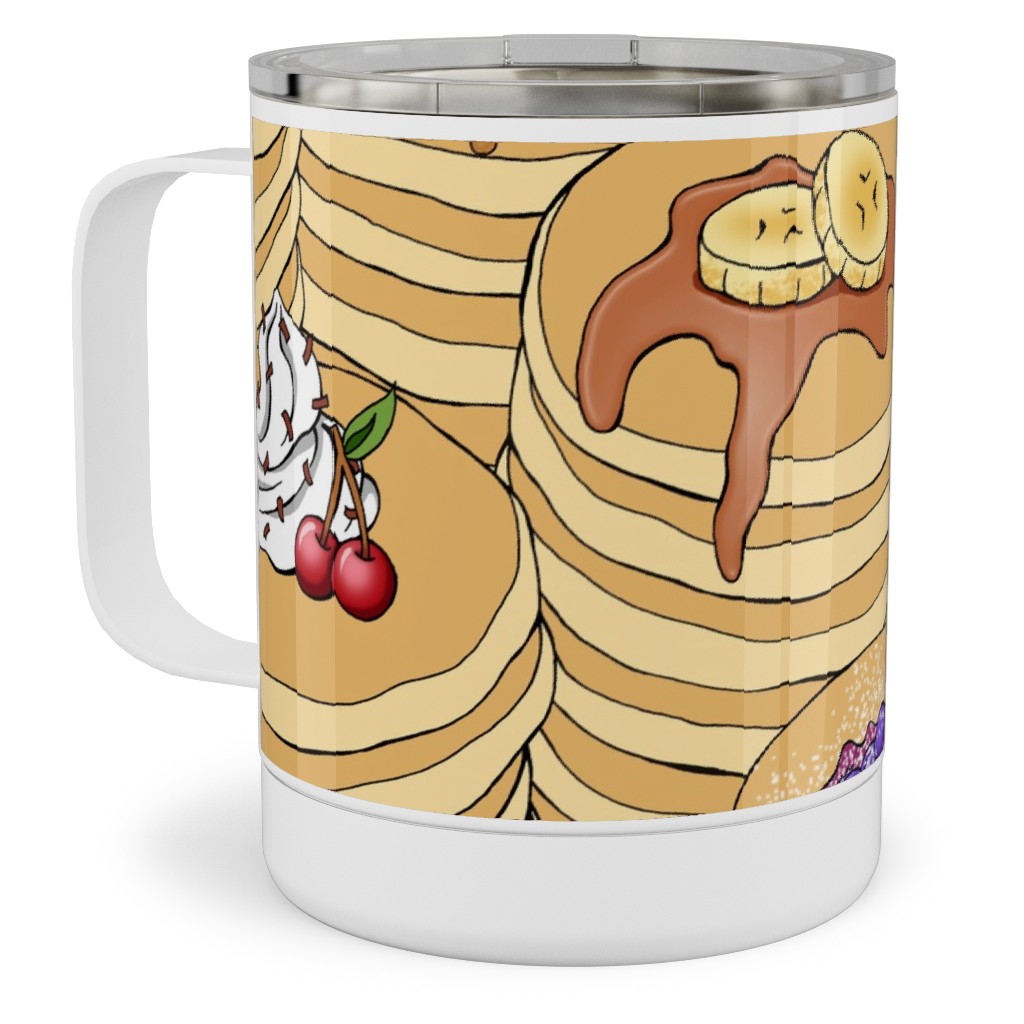 Flapjack Stack Stainless Steel Mug, 10oz, Beige, Pearl