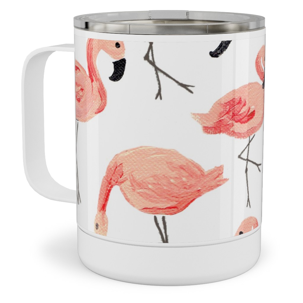 Flamingo Party - Pink Stainless Steel Mug, 10oz, Pink