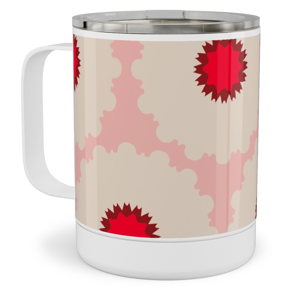 Eva Pop - Pink and Red Stainless Steel Mug, 10oz, Pink, Bright Pink