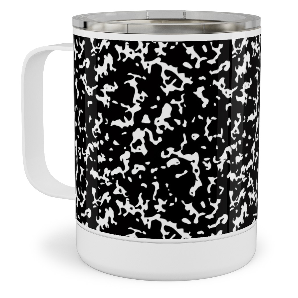 Composition Notebook - Black and White Stainless Steel Mug, 10oz, Black, Black
