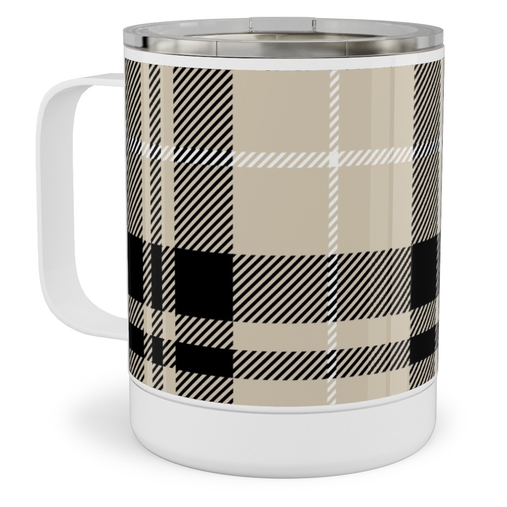 Fall Plaid Stainless Steel Mug, 10oz, Beige