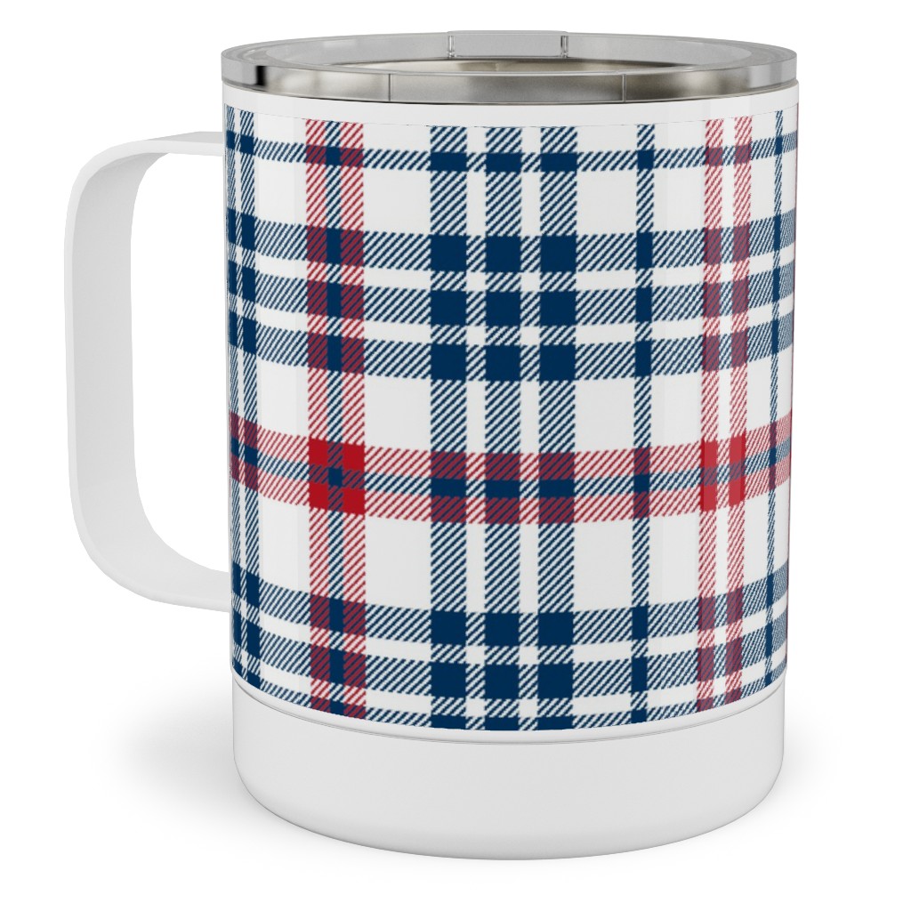 American Plaid - Blue and Red Stainless Steel Mug, 10oz, Multicolor