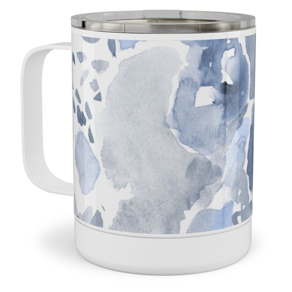 Happy Abstract Watercolor Stainless Steel Mug, 10oz, Blue, Marine Layer