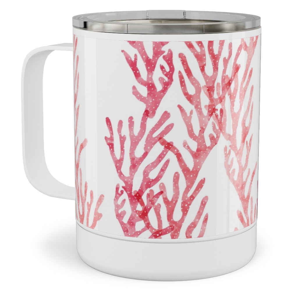 Coral - Pink Stainless Steel Mug, 10oz, Pink, Bright Pink
