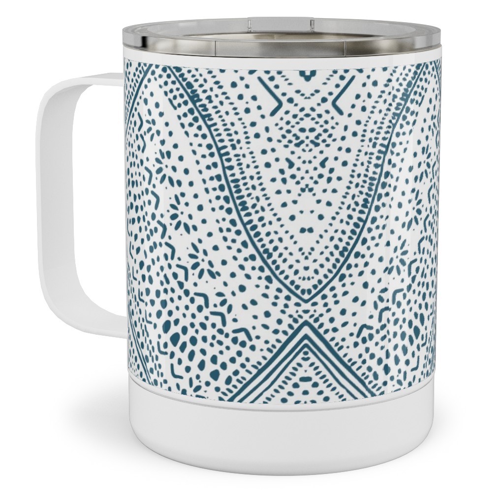 Tribal Dot - Navy Stainless Steel Mug, 10oz, Blue, True Blue