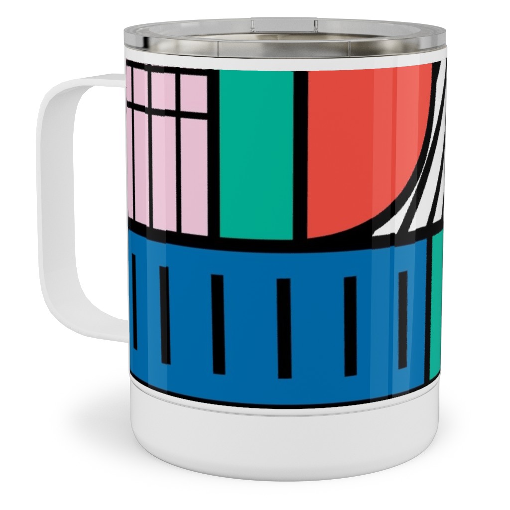 Memphis Color Block Stainless Steel Mug, 10oz, Multicolor
