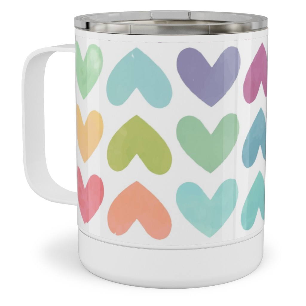Rainbow Hearts - Multi Stainless Steel Mug, 10oz, Multicolor
