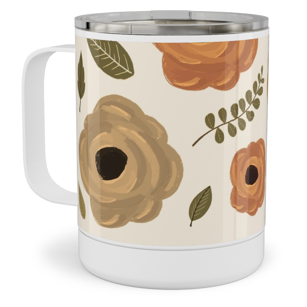 Fall Flowers - Light Stainless Steel Mug, 10oz, Multicolor