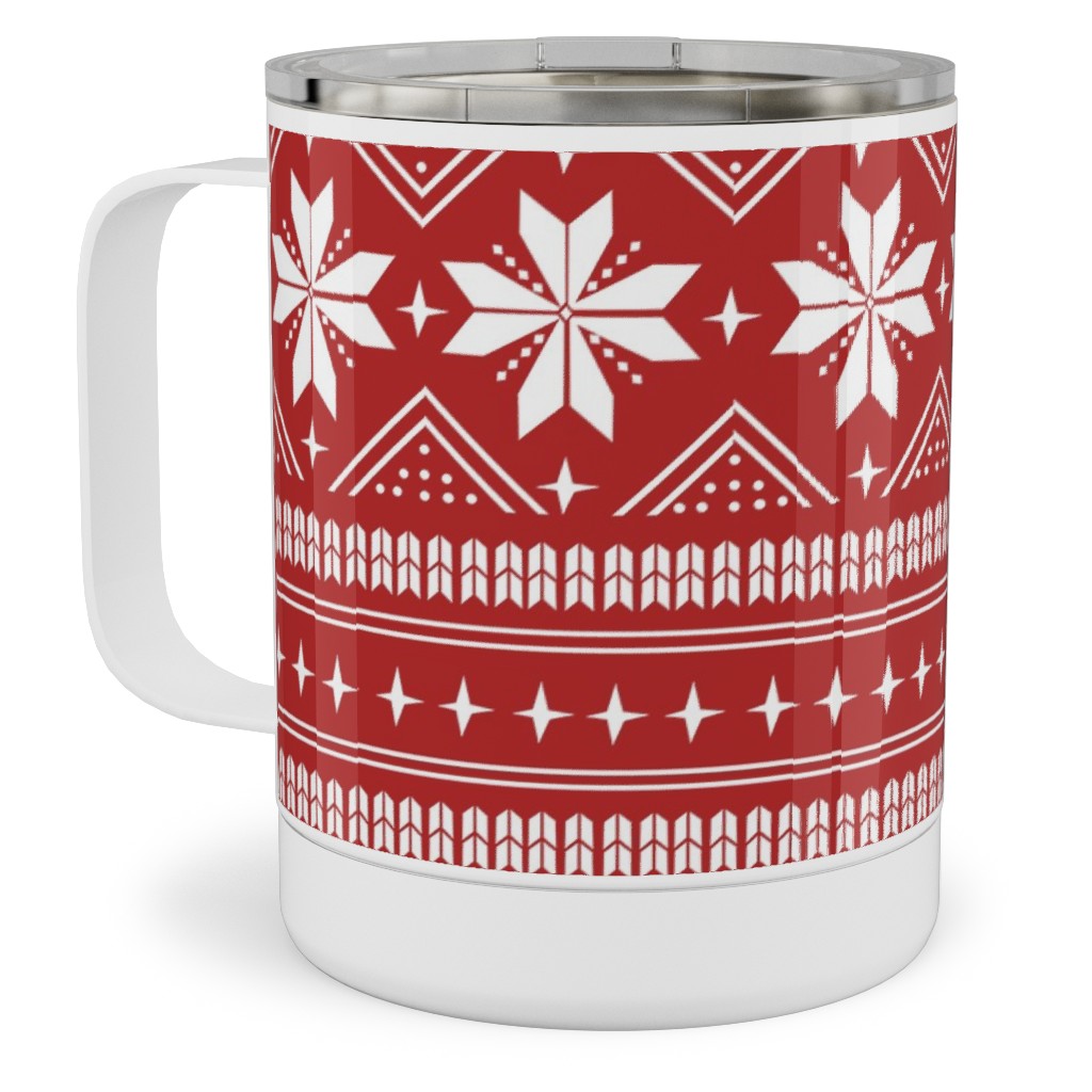 Nordic Sweater - Red Stainless Steel Mug, 10oz, Red, Red