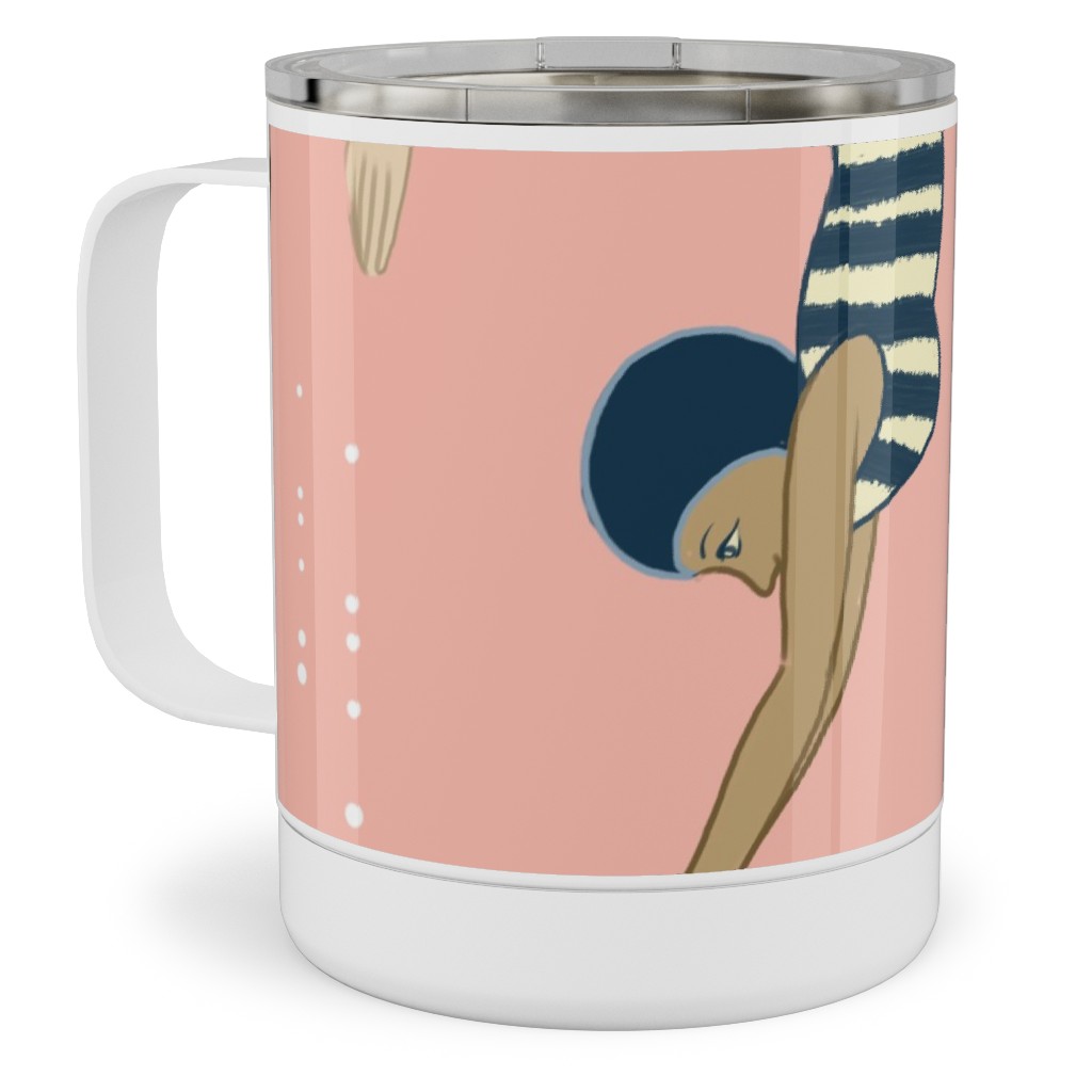 Lady Divers - Pink Stainless Steel Mug, 10oz, Pink