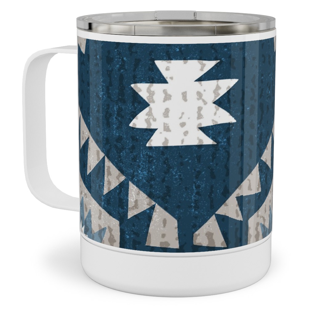 Kilim Me - Blue Stainless Steel Mug, 10oz, Blue, True Blue