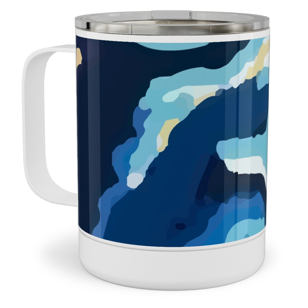 Psychedelic Blues Stainless Steel Mug, 10oz, Blue