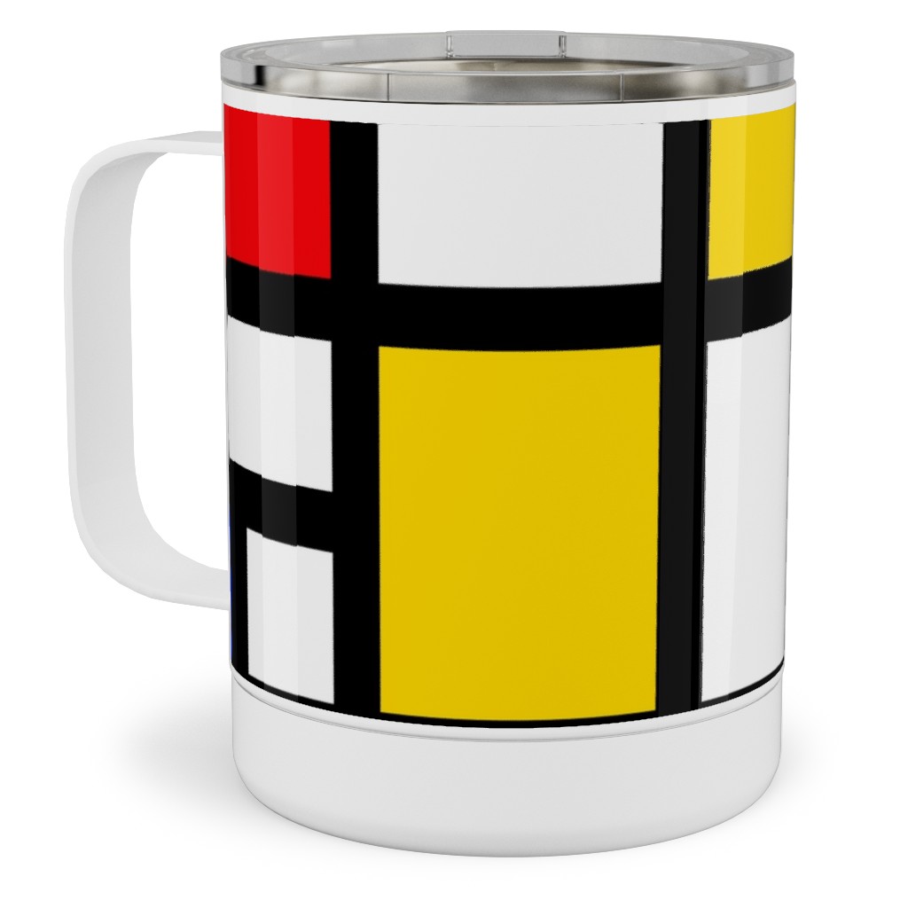 Mondrian Stainless Steel Mug, 10oz, Multicolor