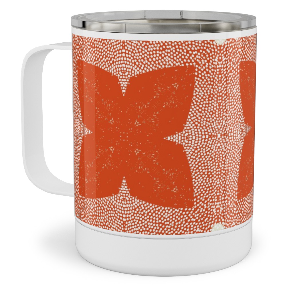 Red Geo Garden - Red Stainless Steel Mug, 10oz, Red, Red
