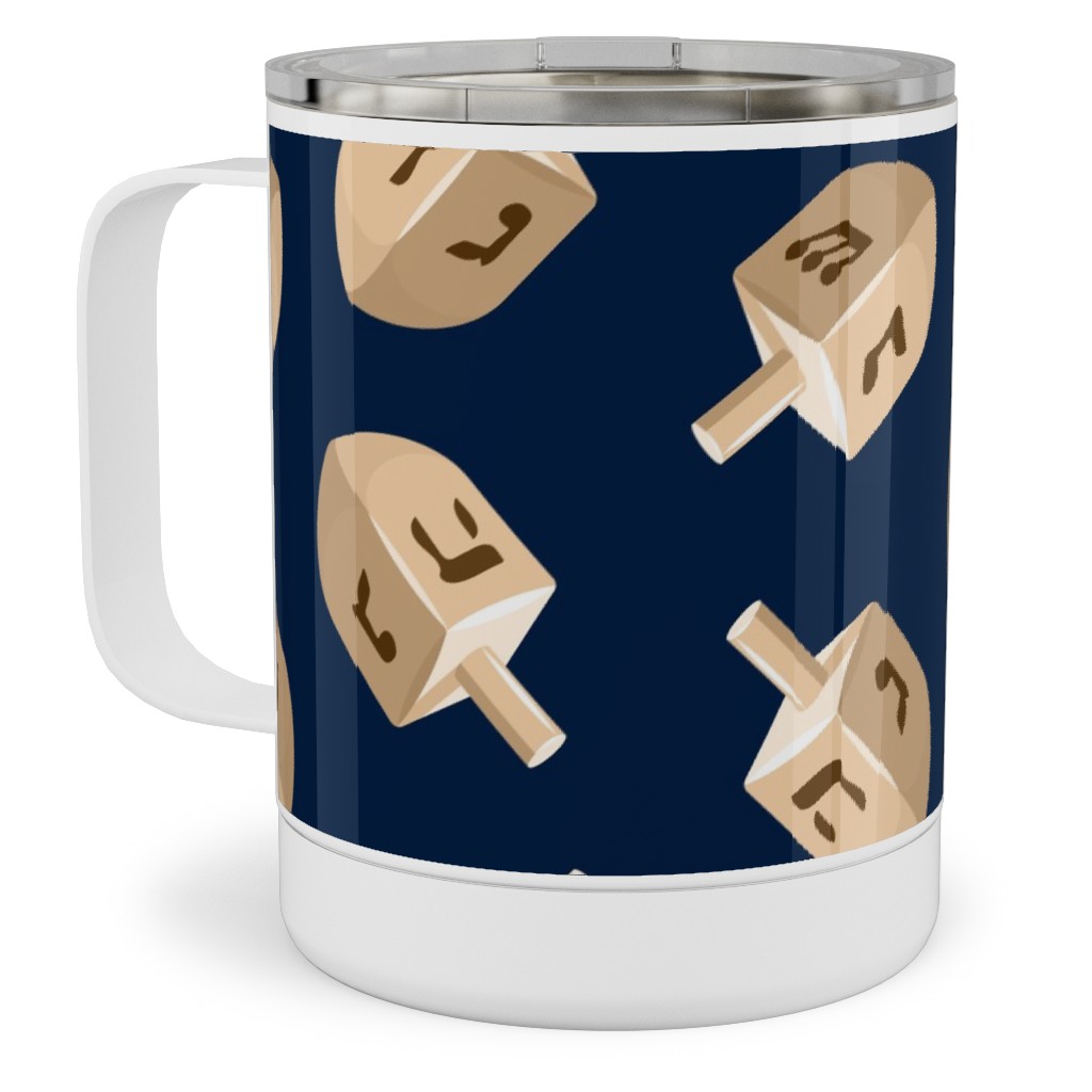 Dreidels Stainless Steel Mug, 10oz, Blue, Park Night