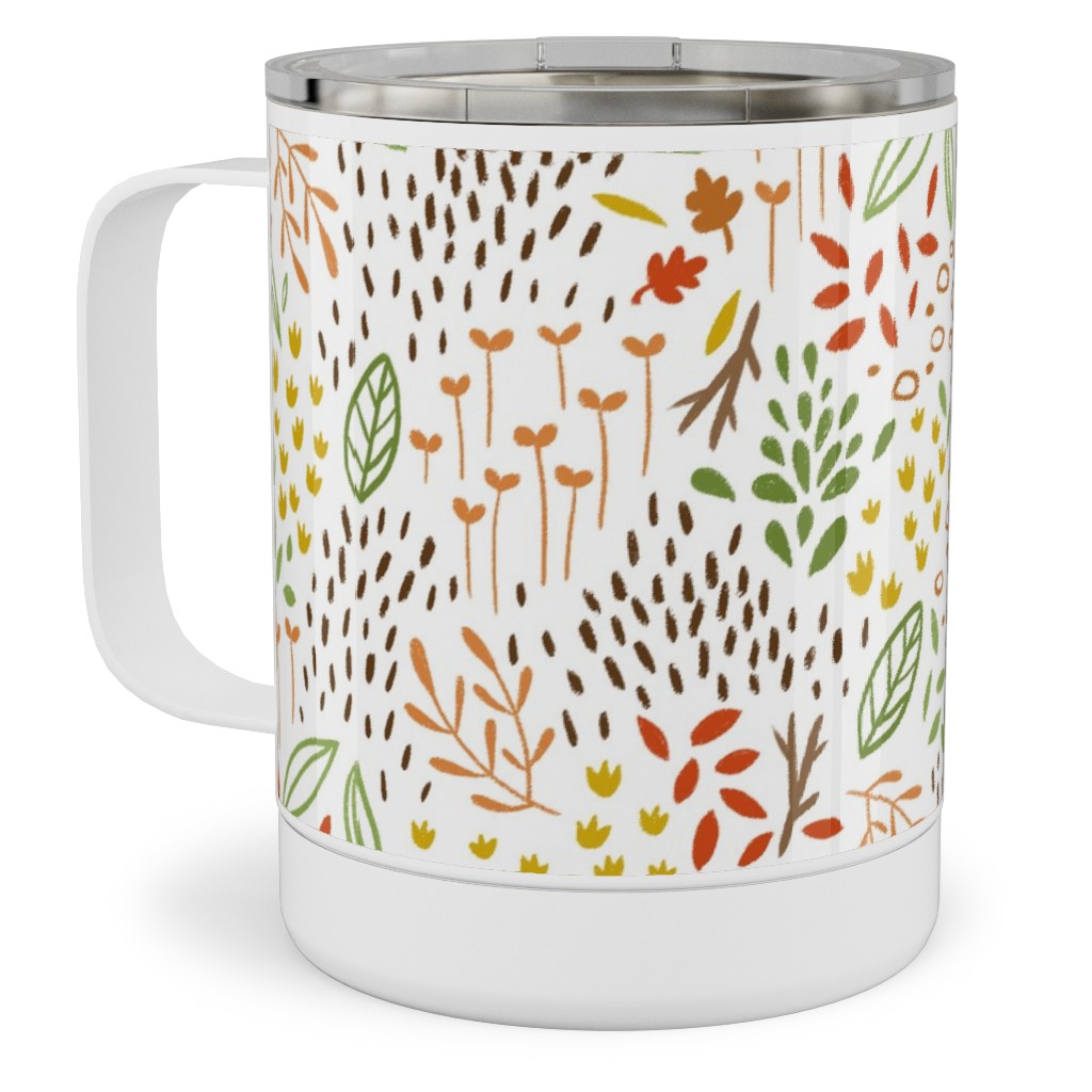 Tiny Leaves - Multi Stainless Steel Mug, 10oz, Multicolor