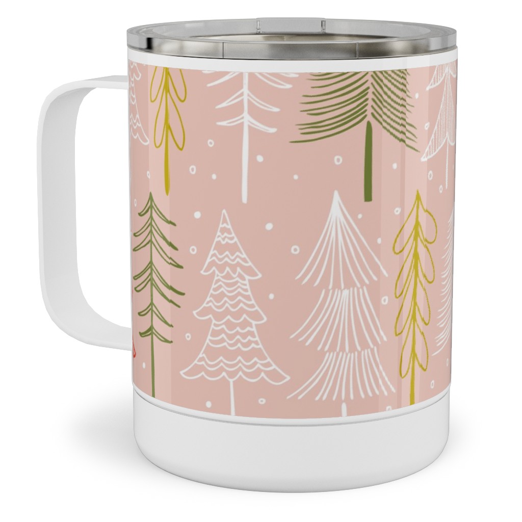 Oh' Christmas Tree Stainless Steel Mug, 10oz, Pink, Sand