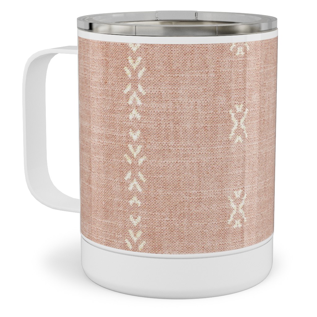 Playa Tribal Stripe - Pink Stainless Steel Mug, 10oz, Pink, Bright Pink