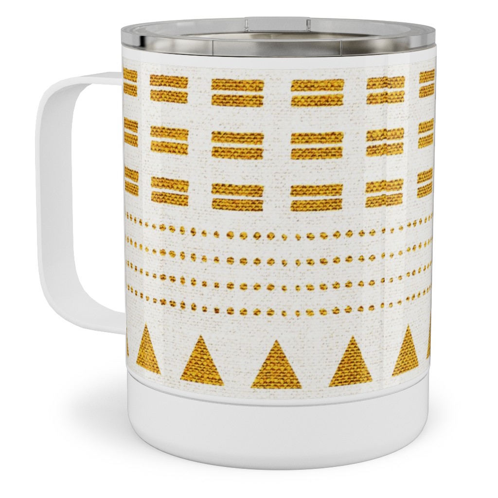 North Boho Stripe - Yellow Stainless Steel Mug, 10oz, Yellow, Classic Yellow