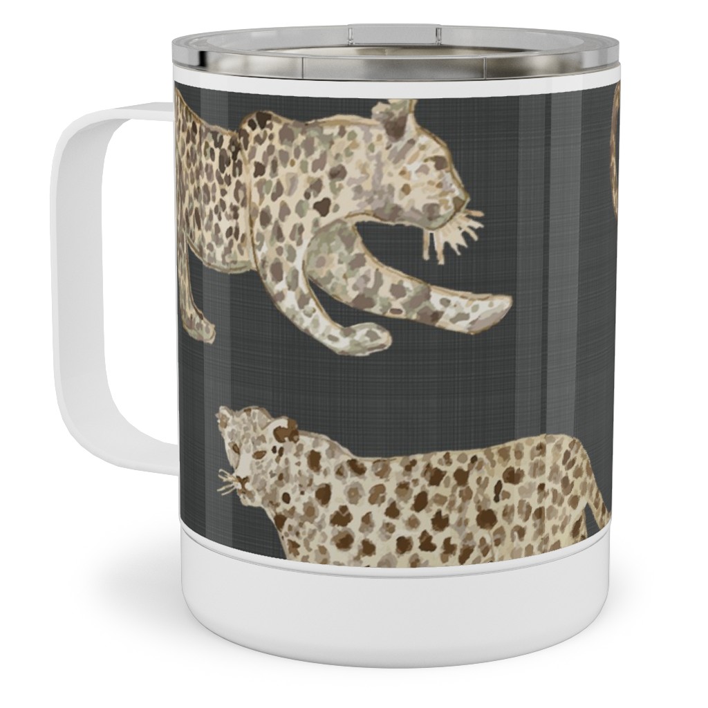Leopard Parade Stainless Steel Mug, 10oz, Gray, Dark Gray