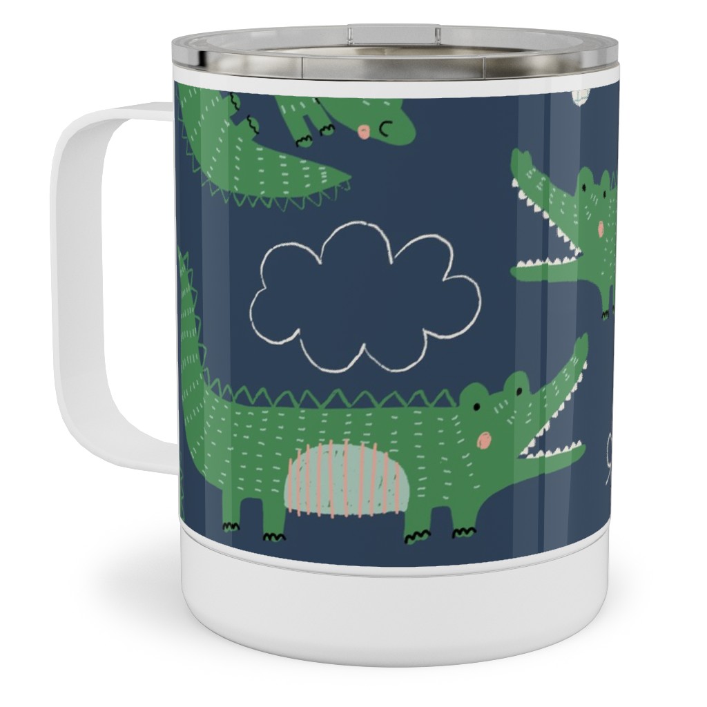 Cute Alligators - Green Stainless Steel Mug, 10oz, Green