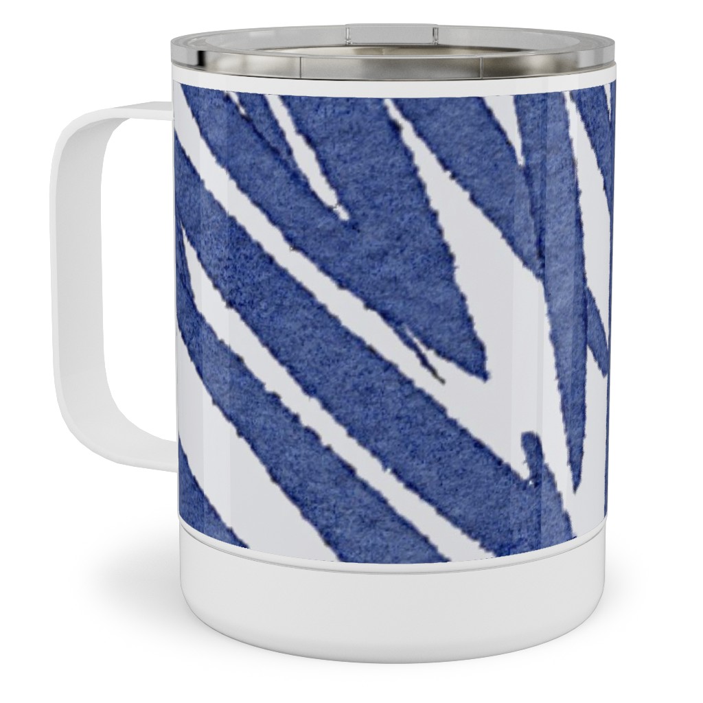 Watercolor Fronds - Cobalt Stainless Steel Mug, 10oz, Blue