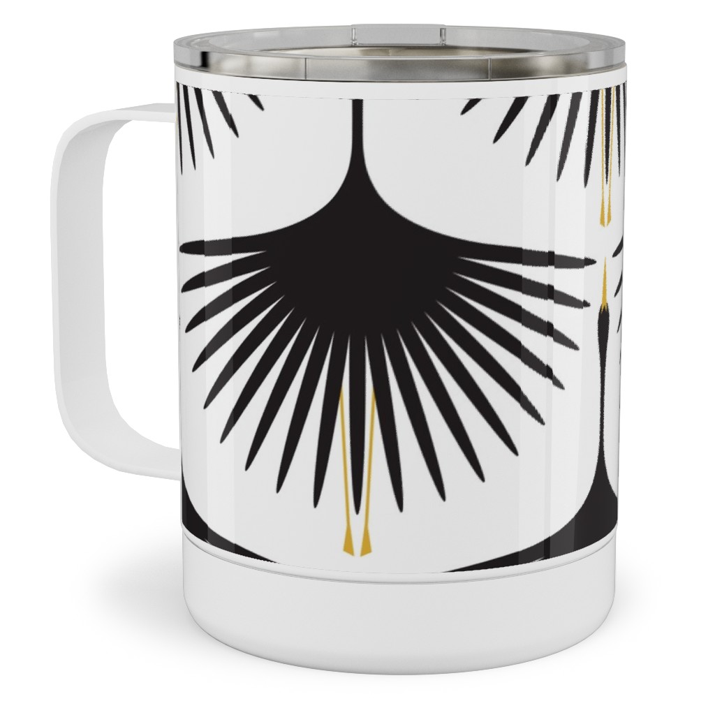 Art Deco Swans Stainless Steel Mug, 10oz, White