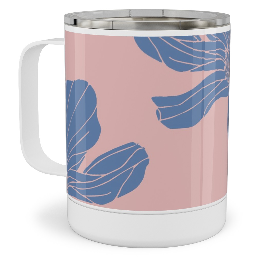 Poppies Stainless Steel Mug, 10oz, Pink