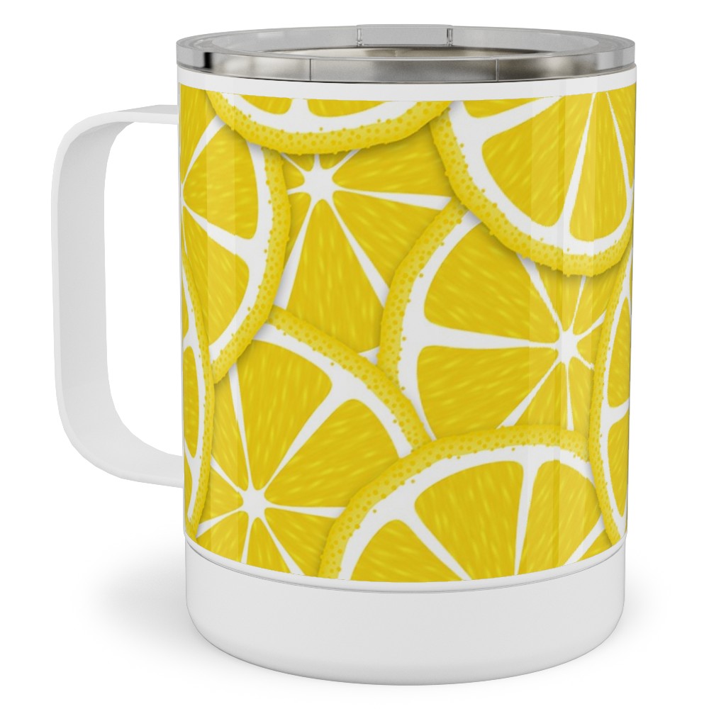 Limes and Lemons Stainless Steel Mug, 10oz, Yellow
