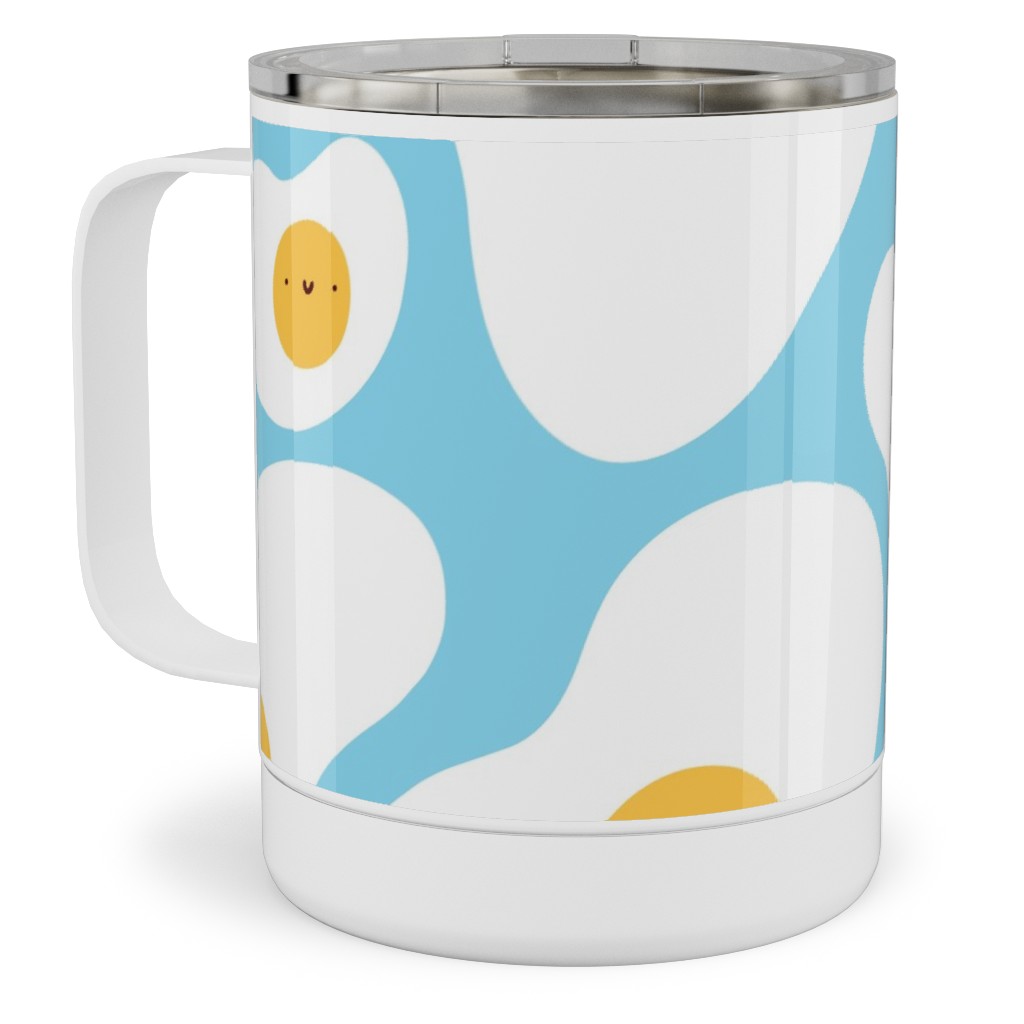 Cute Fried Eggs - Blue Stainless Steel Mug, 10oz, Blue