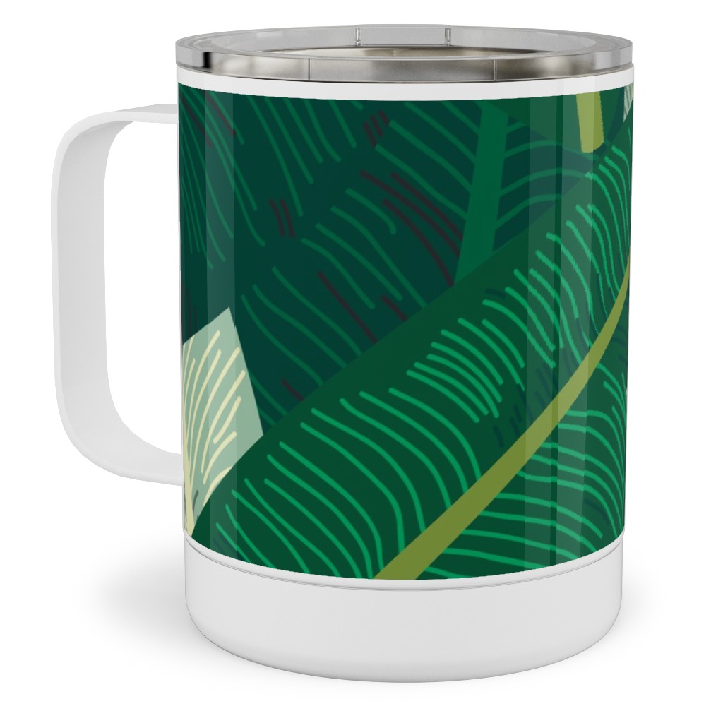 Classic Banana Leaves - Palm Springs Green Stainless Steel Mug, 10oz, Green