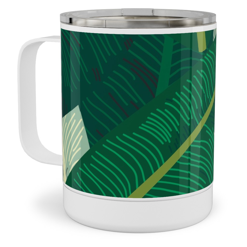 Classic Banana Leaves - Palm Springs Green Stainless Steel Mug, 10oz, Green, Classic Green