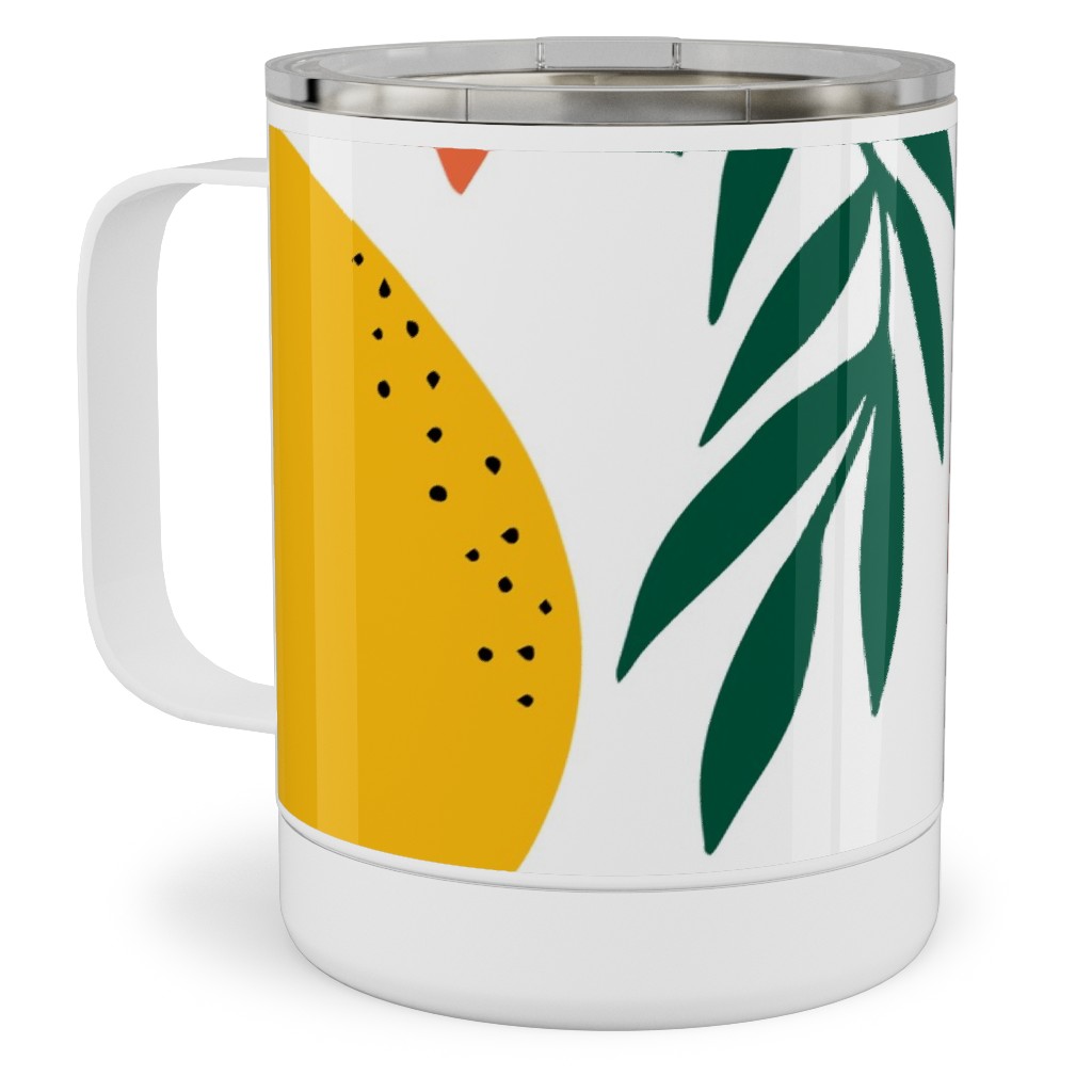Citrus Grove - Pink and Yellow Stainless Steel Mug, 10oz, Pink, Bright Pink