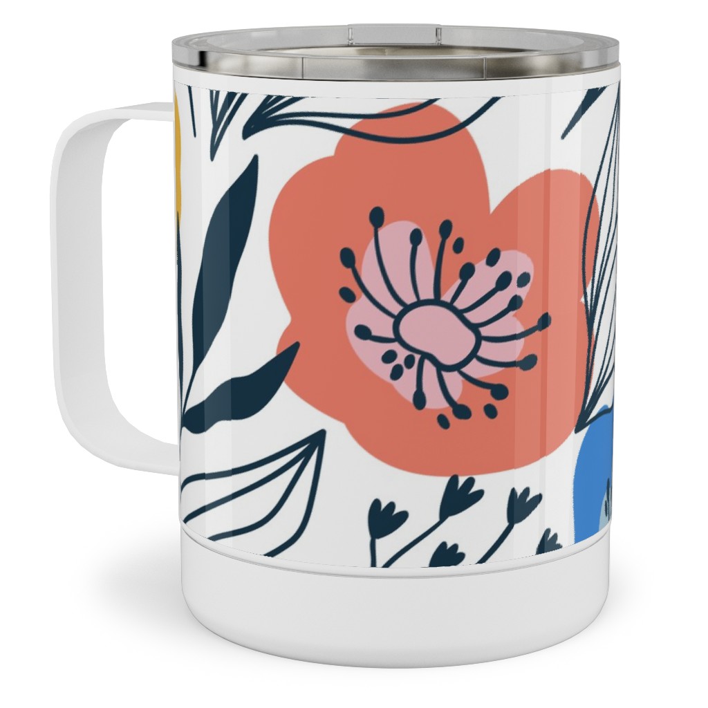Colorful Flowers - Multi Stainless Steel Mug, 10oz, Multicolor