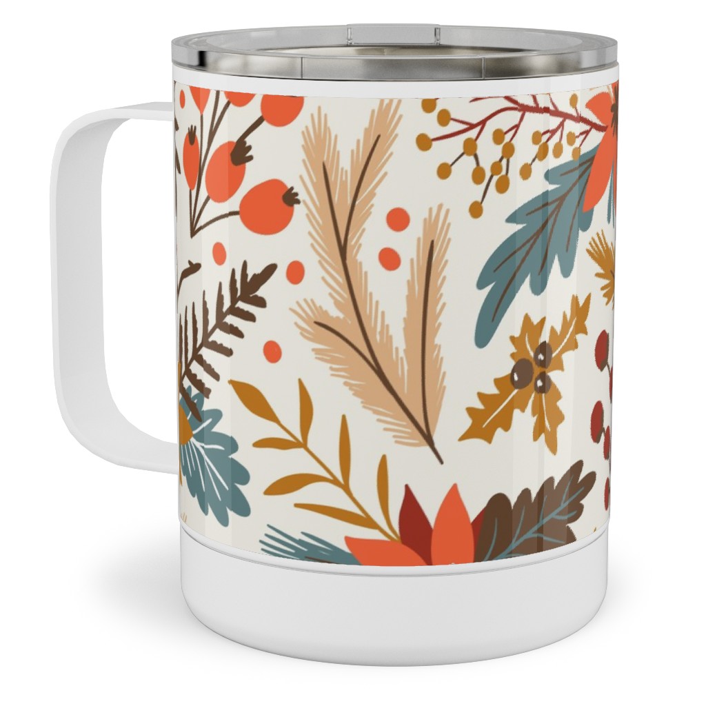 Christmas Flowers - Multi Stainless Steel Mug, 10oz, Multicolor
