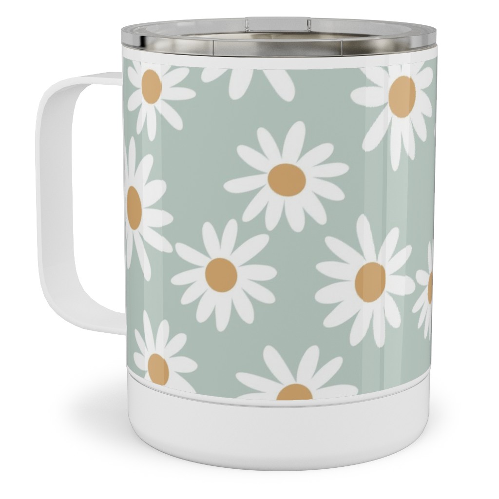 Daisies Stainless Steel Mug, 10oz, Blue, Celeste