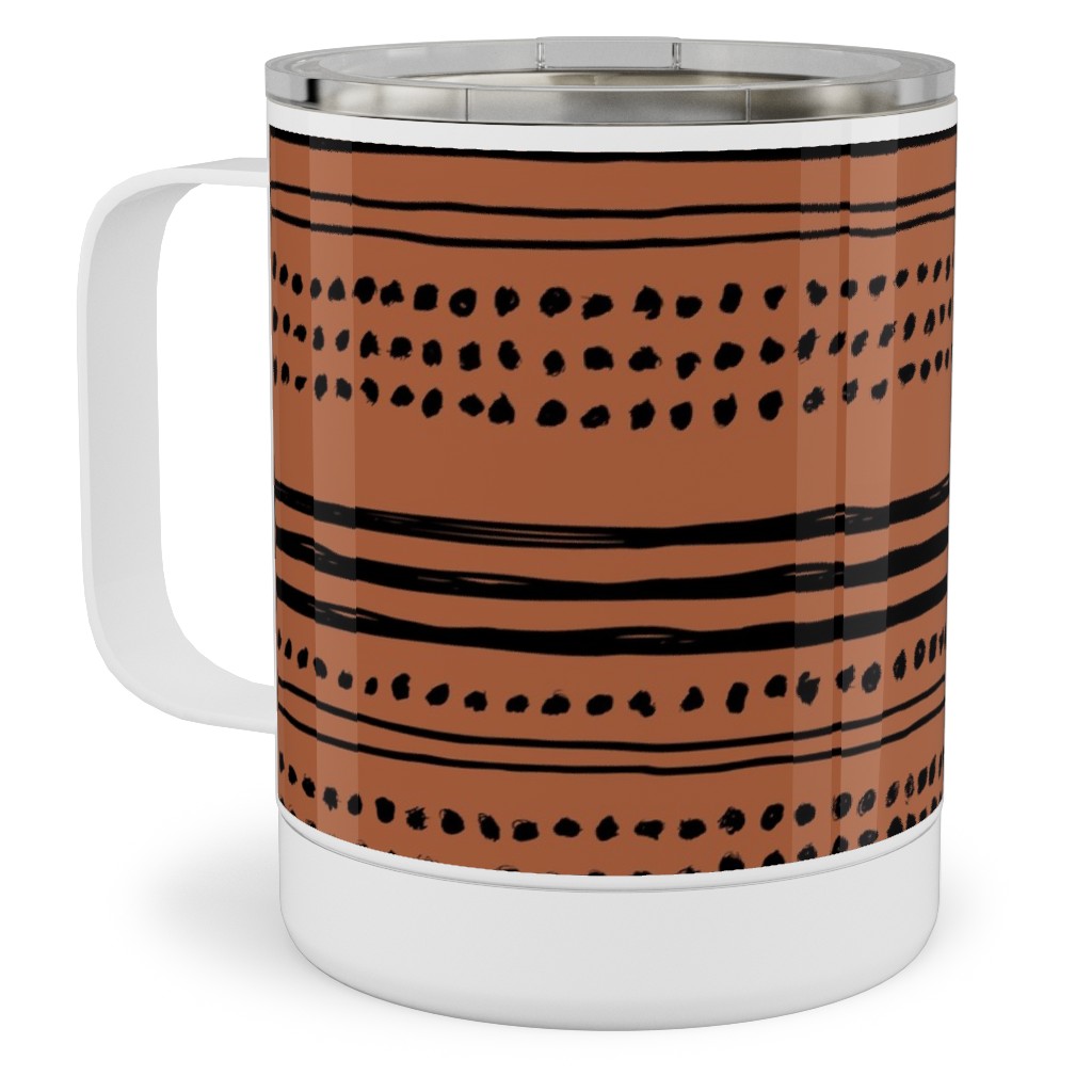Minimal Mudcloth Stainless Steel Mug, 10oz, Red, Earth