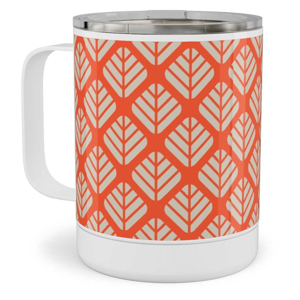 Blaettli - Orange and Beige Stainless Steel Mug, 10oz, Orange, Orange