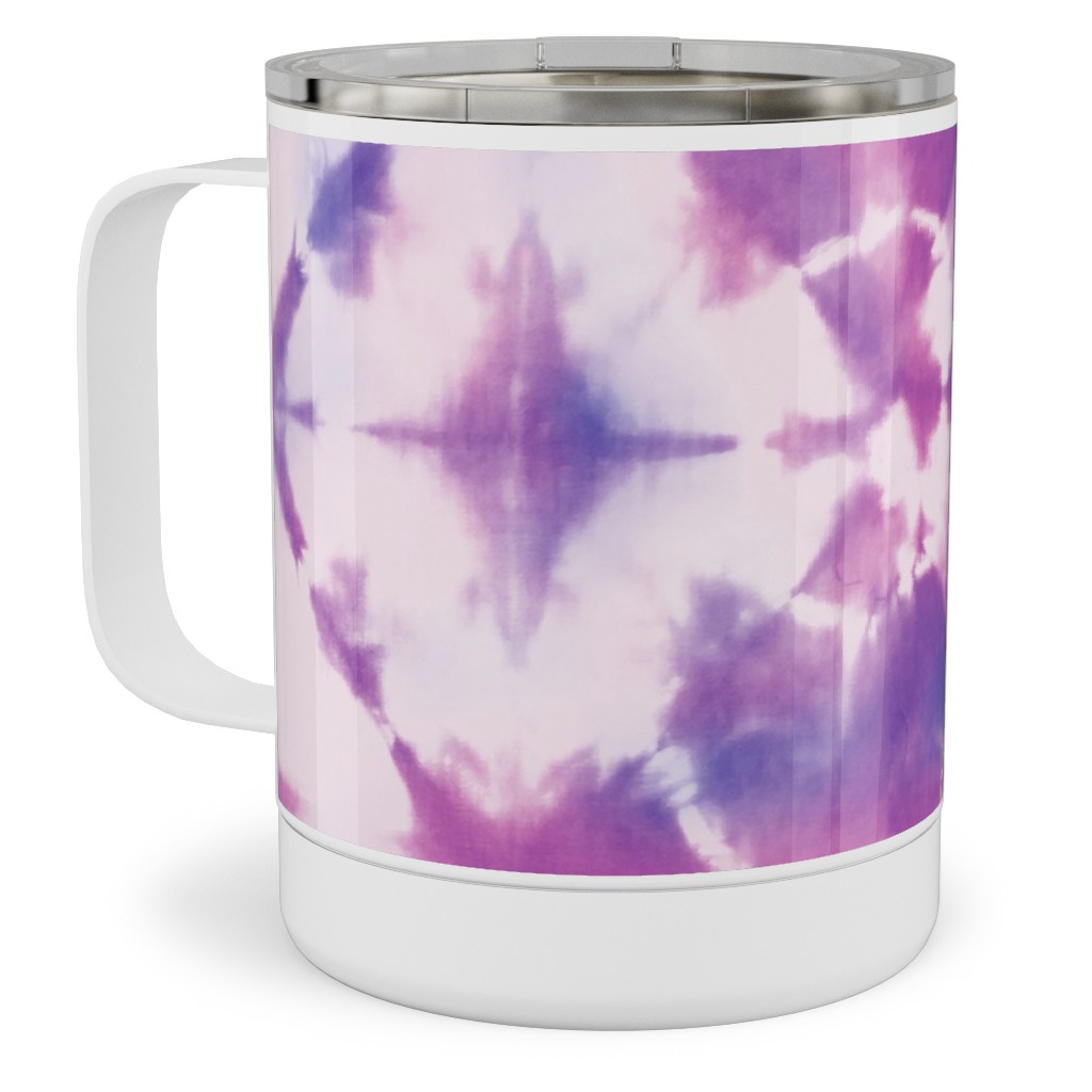 Tie-Dye - Purple and Pink Stainless Steel Mug, 10oz, Purple, Purple