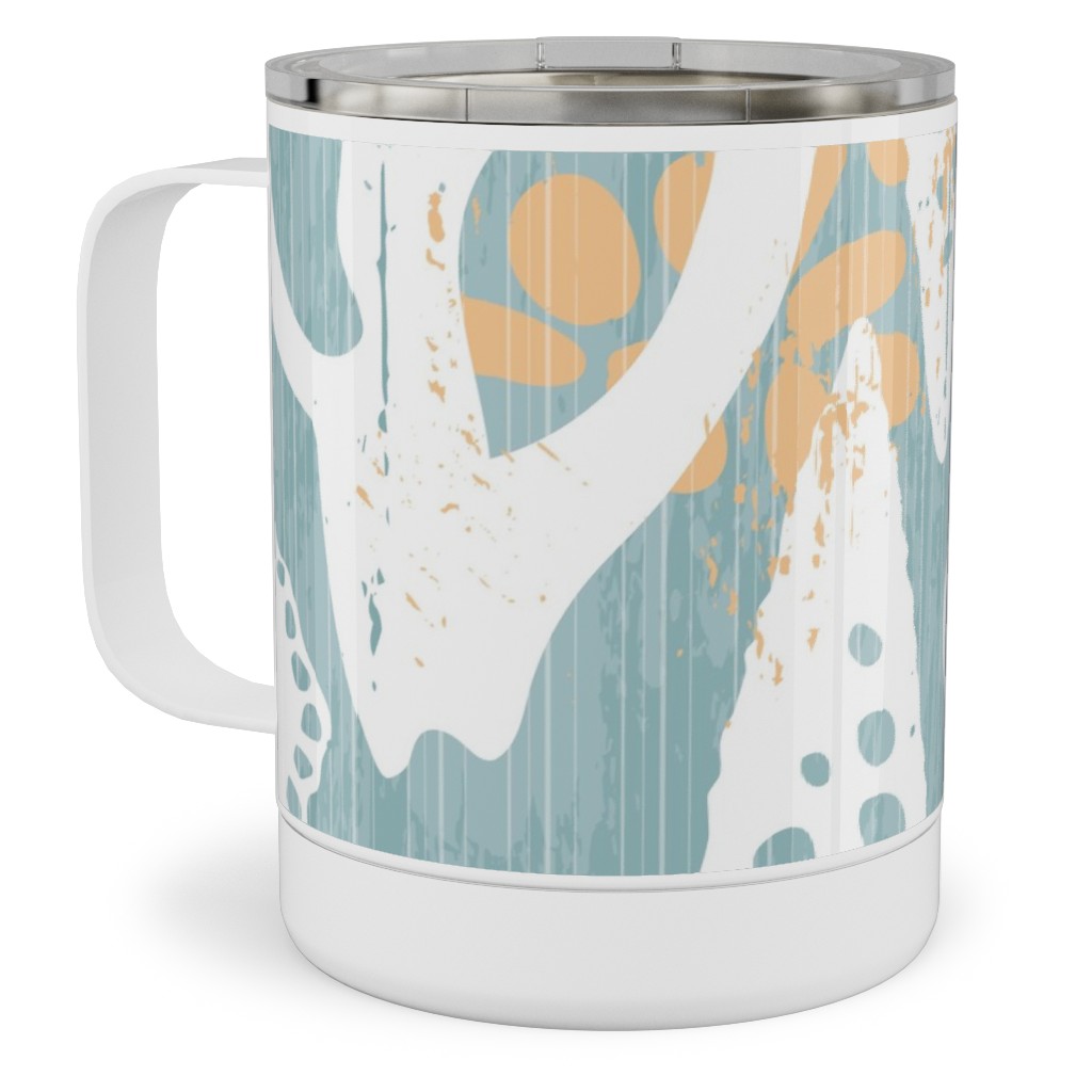 Beach Sunrise - Blue Stainless Steel Mug, 10oz, Blue, True Blue