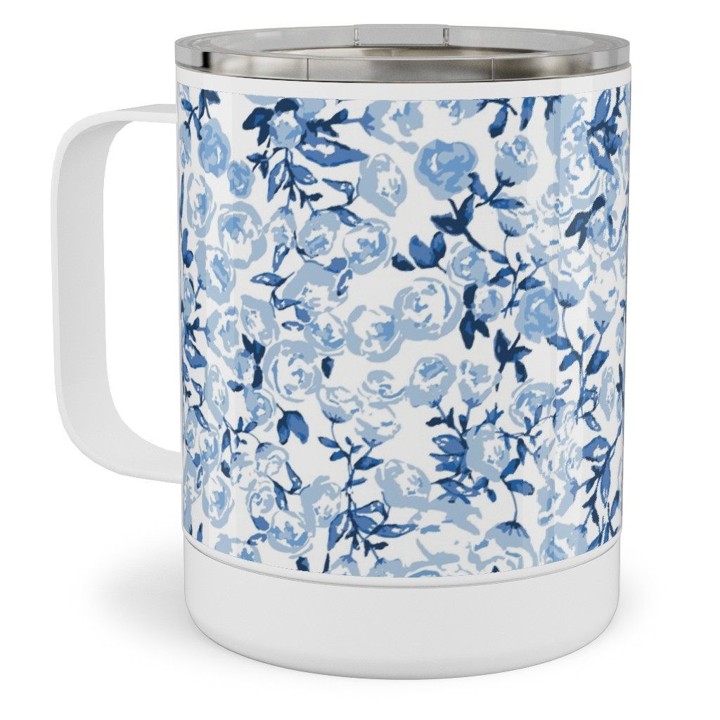 a Thousand Roses - Blue Stainless Steel Mug, 10oz, Blue
