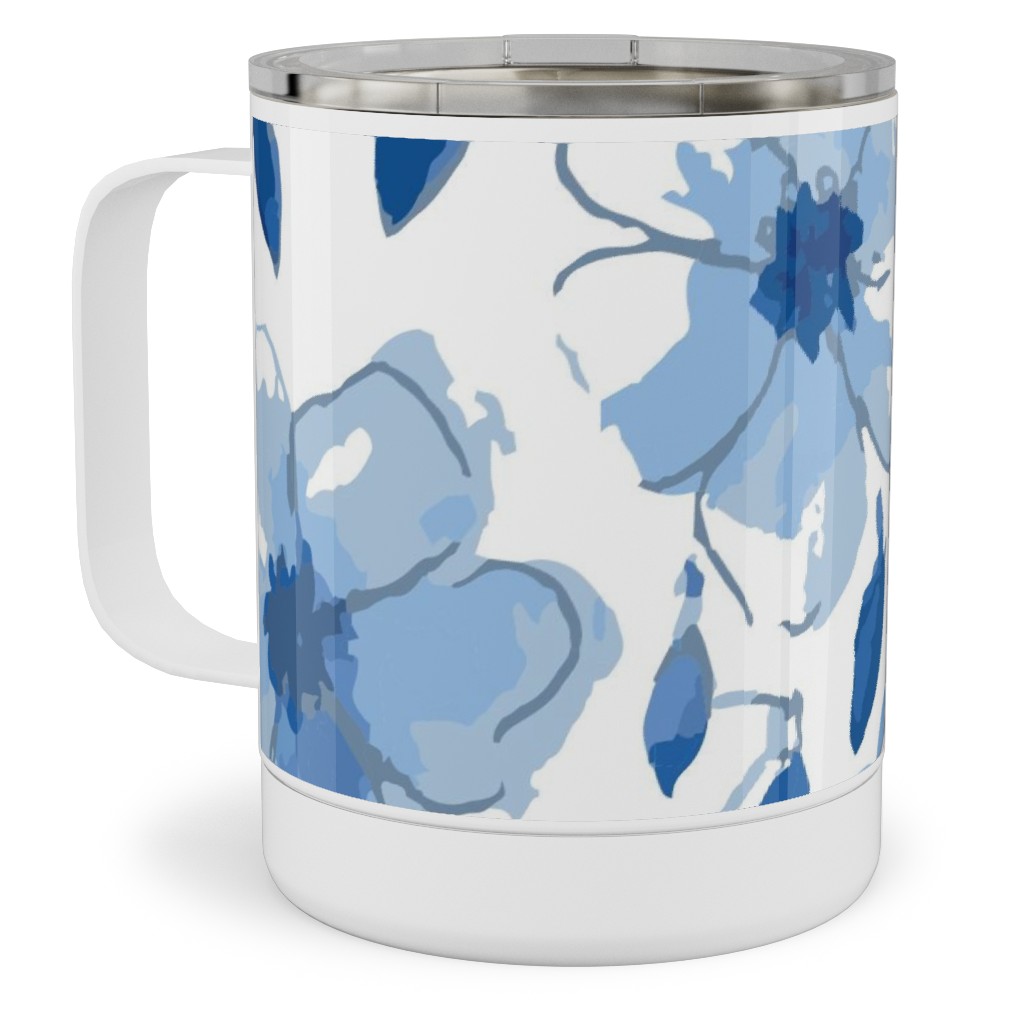the Flow of the Garden - Blue Stainless Steel Mug, 10oz, Blue
