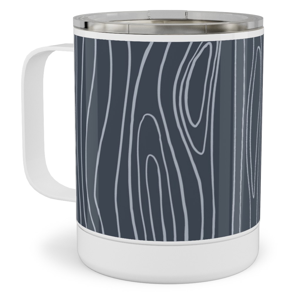 Wood Grain Stainless Steel Mug, 10oz, Blue