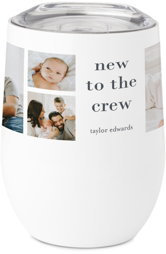 New Crew Stainless Steel Travel Tumbler, 12oz, White, white