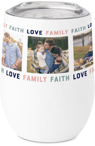 Faith Love Family Stainless Steel Travel Tumbler, 12oz, Blue, cedar