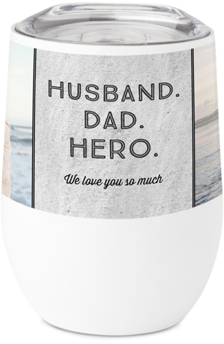 Husband Dad Hero Stainless Steel Travel Tumbler, 12oz, Gray