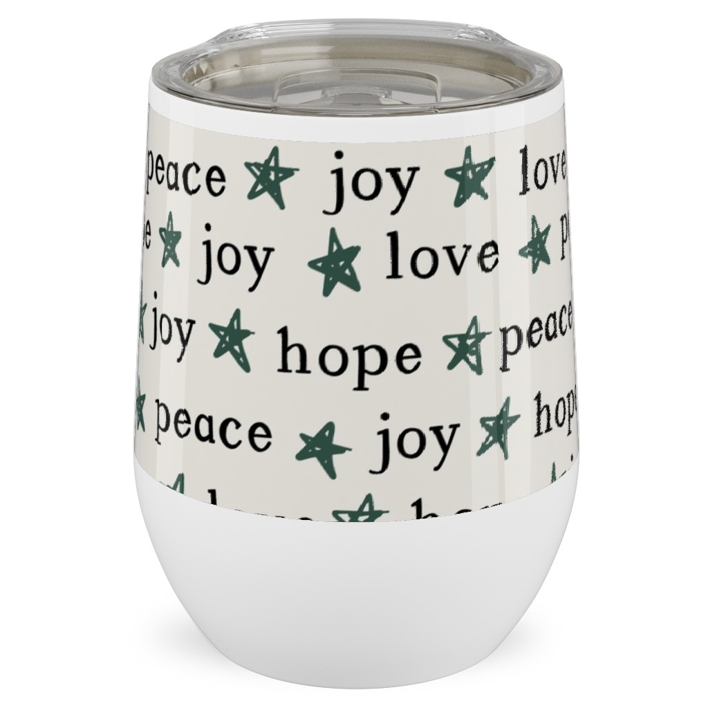 Peace Love Hope Joy - Beige Stainless Steel Travel Tumbler, 12oz, Beige